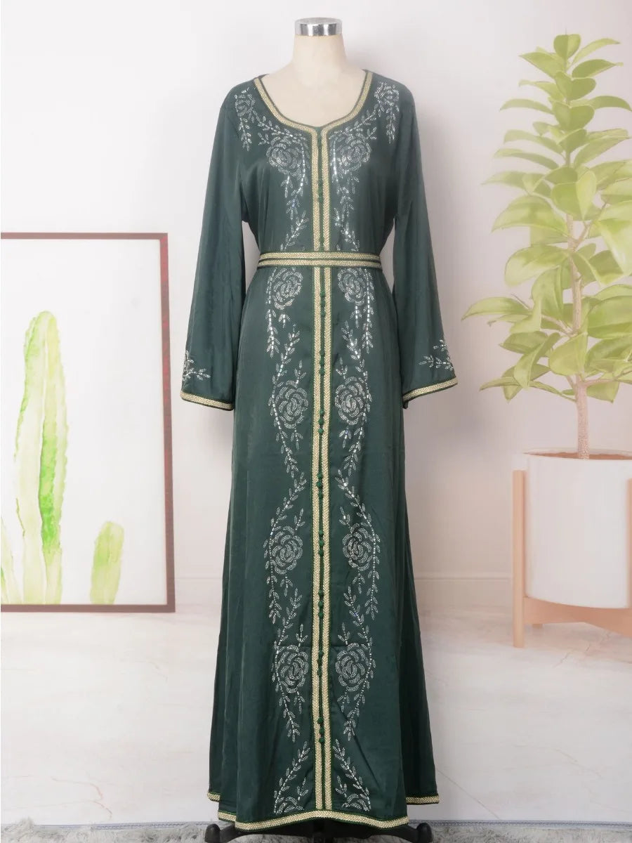 Women's Arabian Polyester Full Sleeves Embroidery Casual Dress