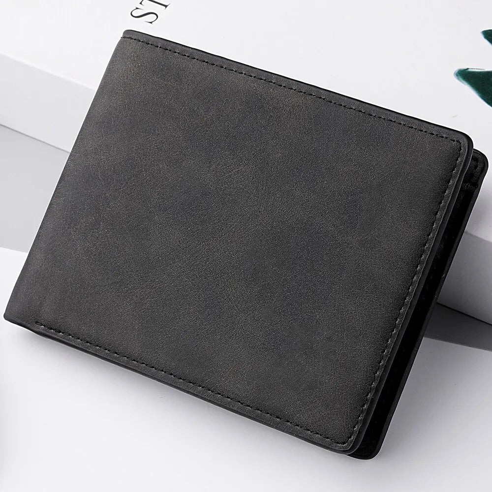 Men's Leather Zipper Closure Solid Pattern Card Holder Wallets