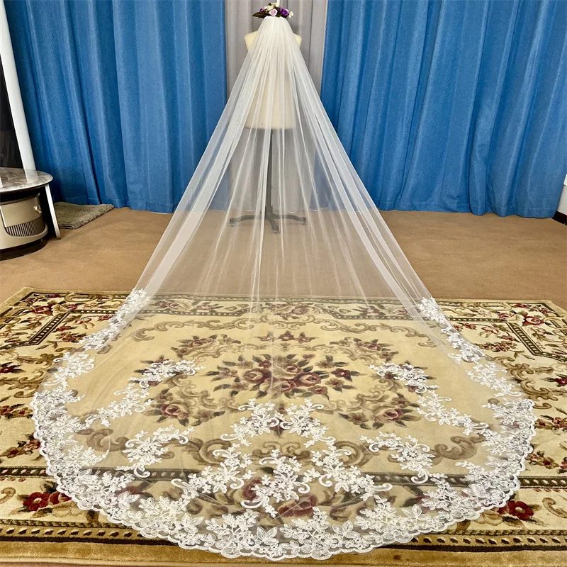 Women's Polyester Applique Edge One-Layer Bridal Wedding Veils