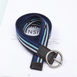 Men's Canvas Pin Buckle Closure Mixed Colors Pattern Belts