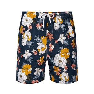 Men's Polyester Drawstring Closure Printed Pattern Swimwear Shorts