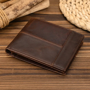 Men's Genuine Leather Solid Pattern Card Holder Trendy Wallets