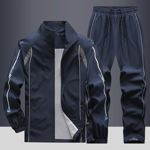 Men's Polyester Stand Collar Long Sleeves Jogging Sports Suit