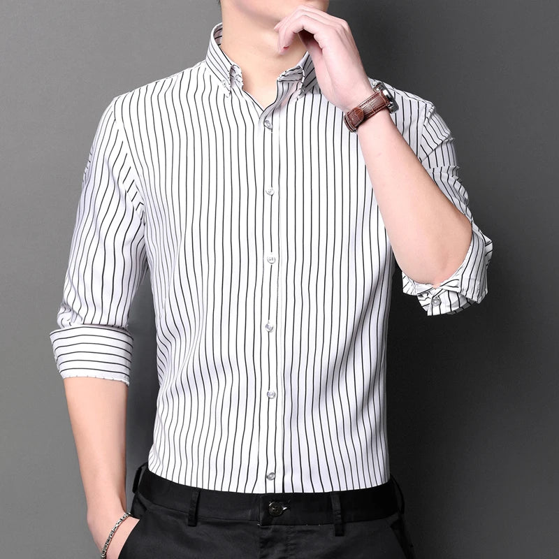 Men's Polyester Turn-Down Collar Full Sleeve Single Breasted Shirt