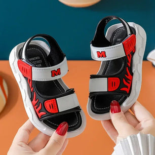 Kid's PVC Open Toe Hook Loop Closure Patchwork Casual Sandals