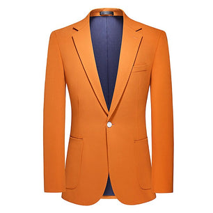 Men's Polyester Full Sleeves Single Button Solid Pattern Blazer