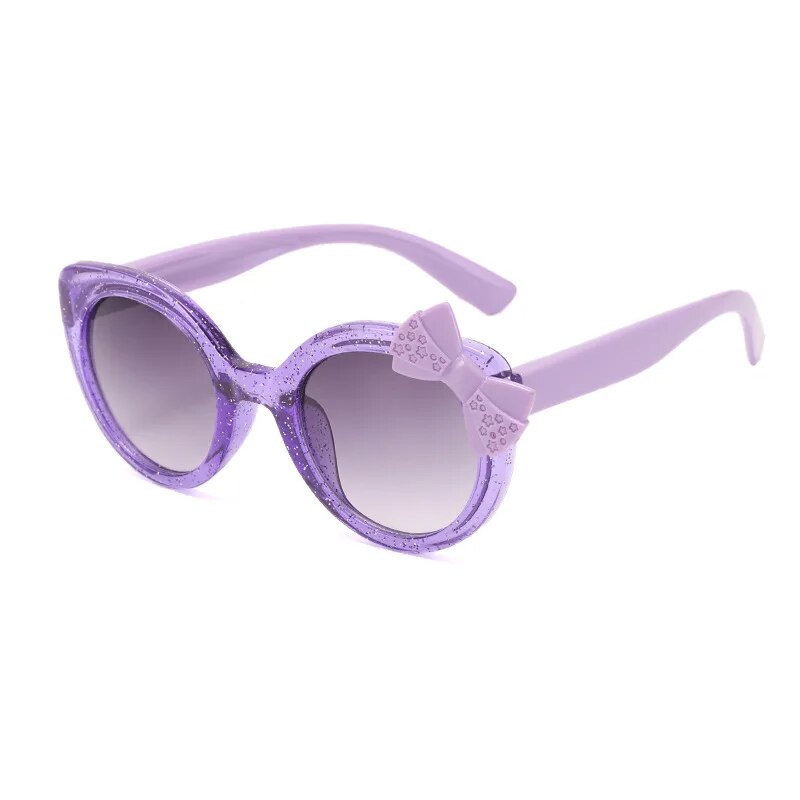 Kid's Resin Frame Round Shaped UV400 Bowknot Trendy Sunglasses