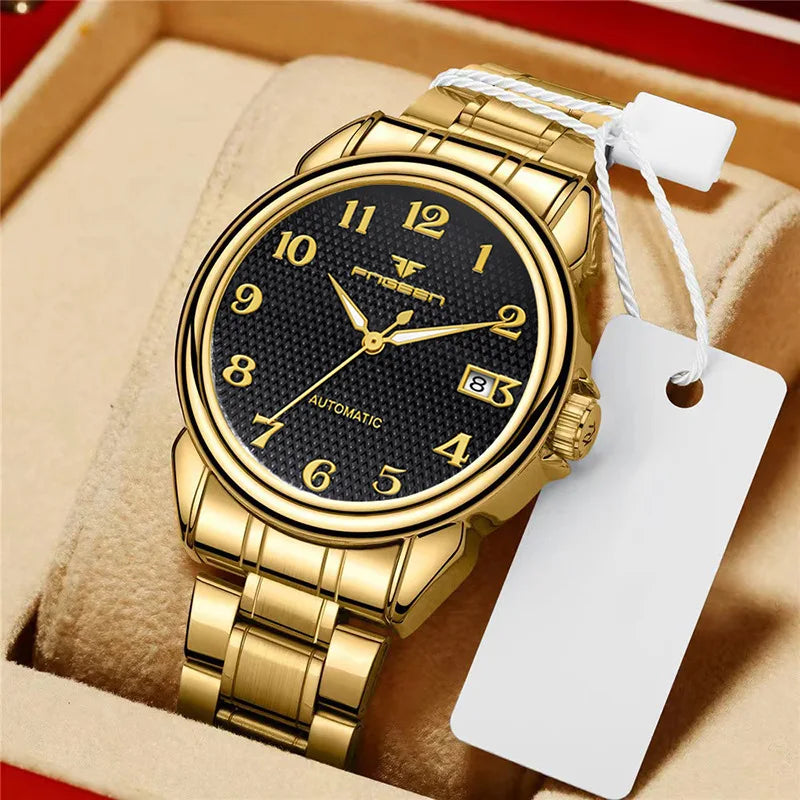 Men's Alloy Case Folding Clasp Round Shaped Waterproof Watches