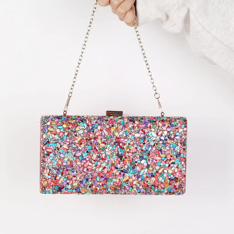 Women's Polyester Hasp Closure Sequined Pattern Wedding Clutch