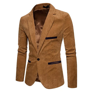 Men's Polyester Full Sleeve Single Button Closure Solid Blazer