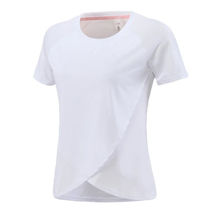 Women's Polyester O-Neck Short Sleeves Breathable Workout Top