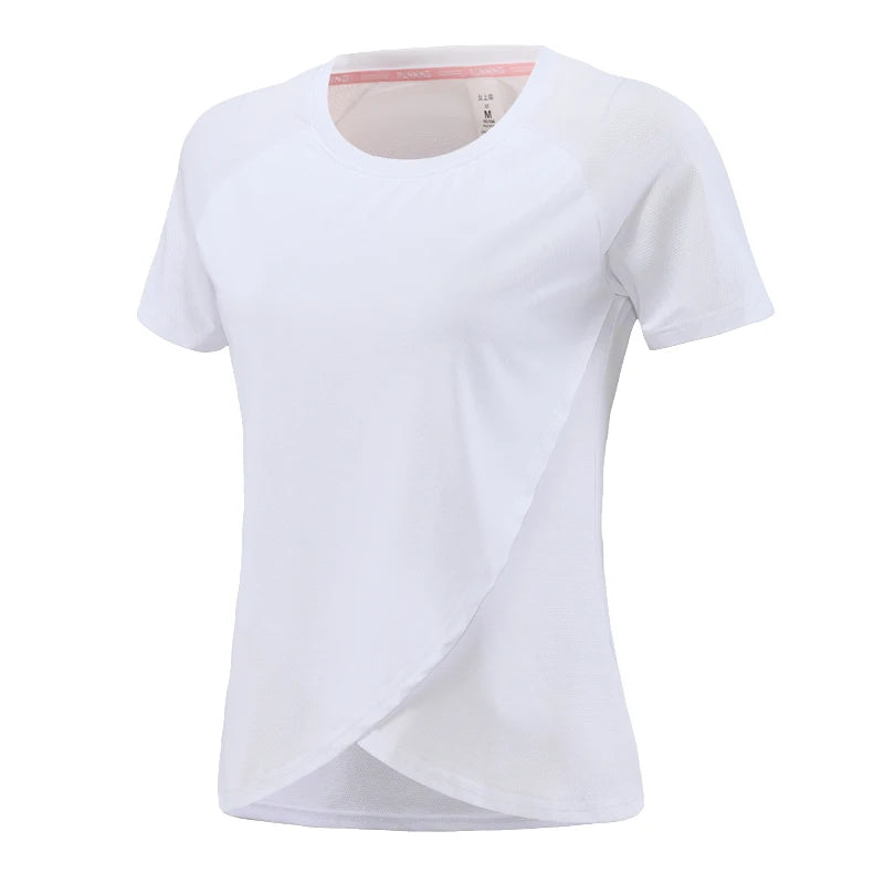 Women's Polyester O-Neck Short Sleeve Breathable Yoga Workout Top