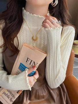 Women's Polyester Turtleneck Full Sleeves Solid Pattern Sweater