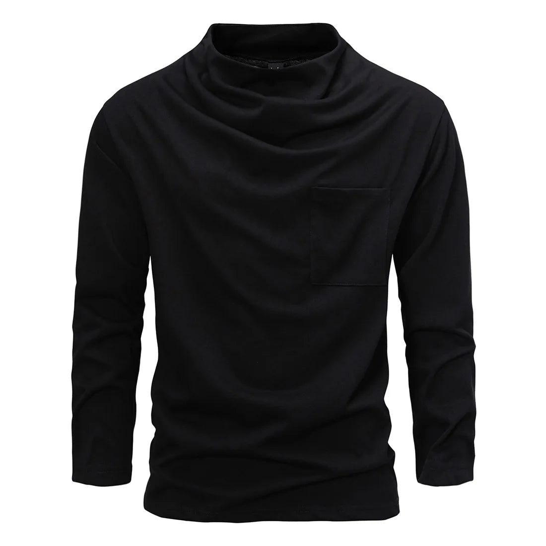 Men's Cotton Turtleneck Full Sleeve Casual Solid Pattern T-Shirts