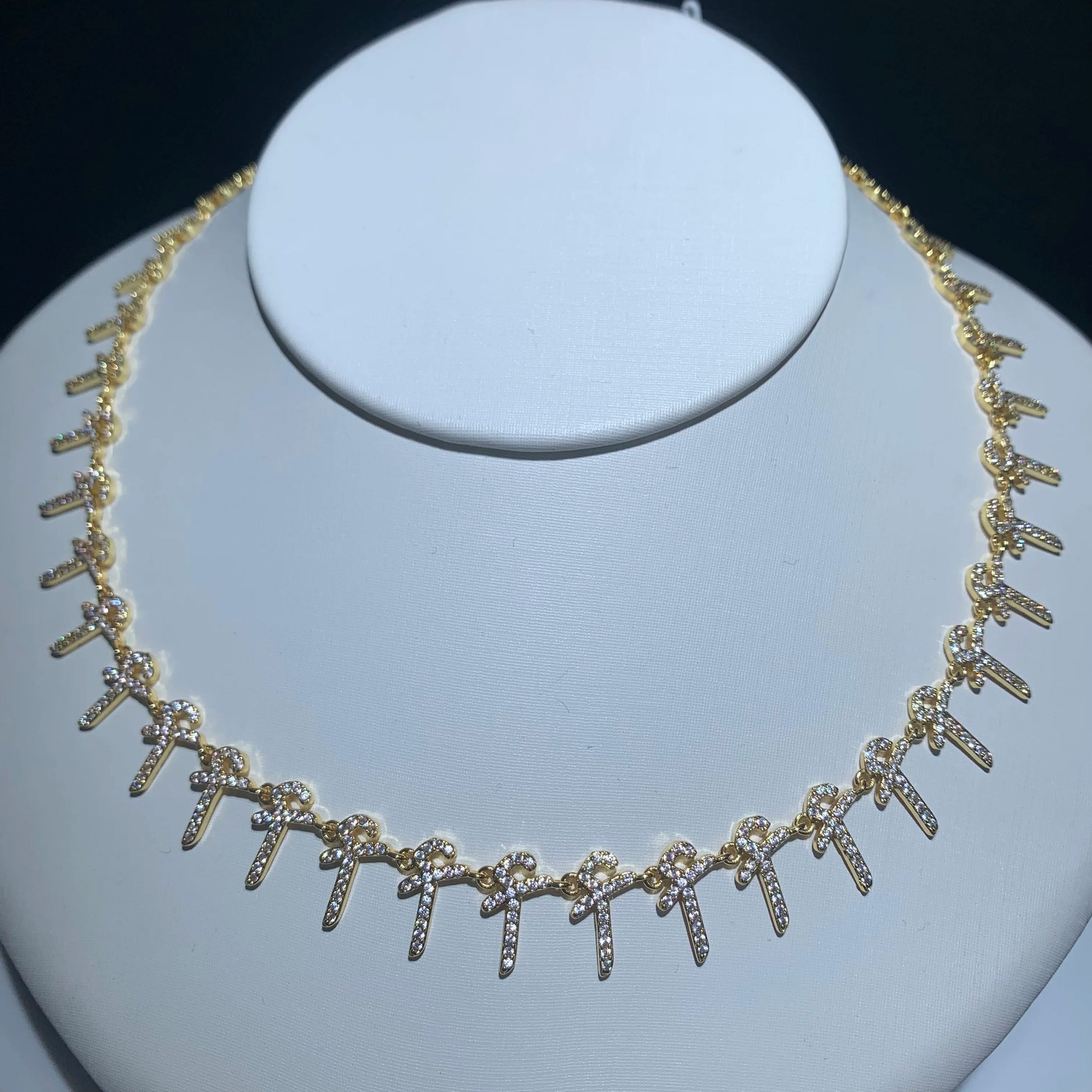 Women's Copper Cubic Zirconia Geometric Link Chain Necklace