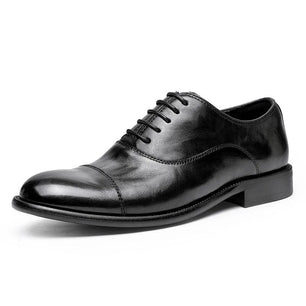 Men's Genuine Leather Pointed Toe Lace-up Closure Formal Shoes