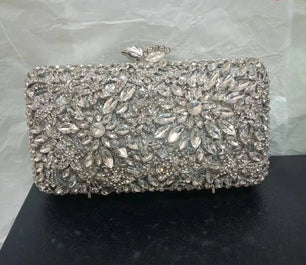 Women's Metallic Hasp Closure Rhinestone Pattern Wedding Clutch