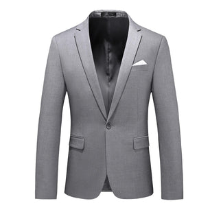 Men's Polyester Notched Collar Long Sleeve Single Button Blazers