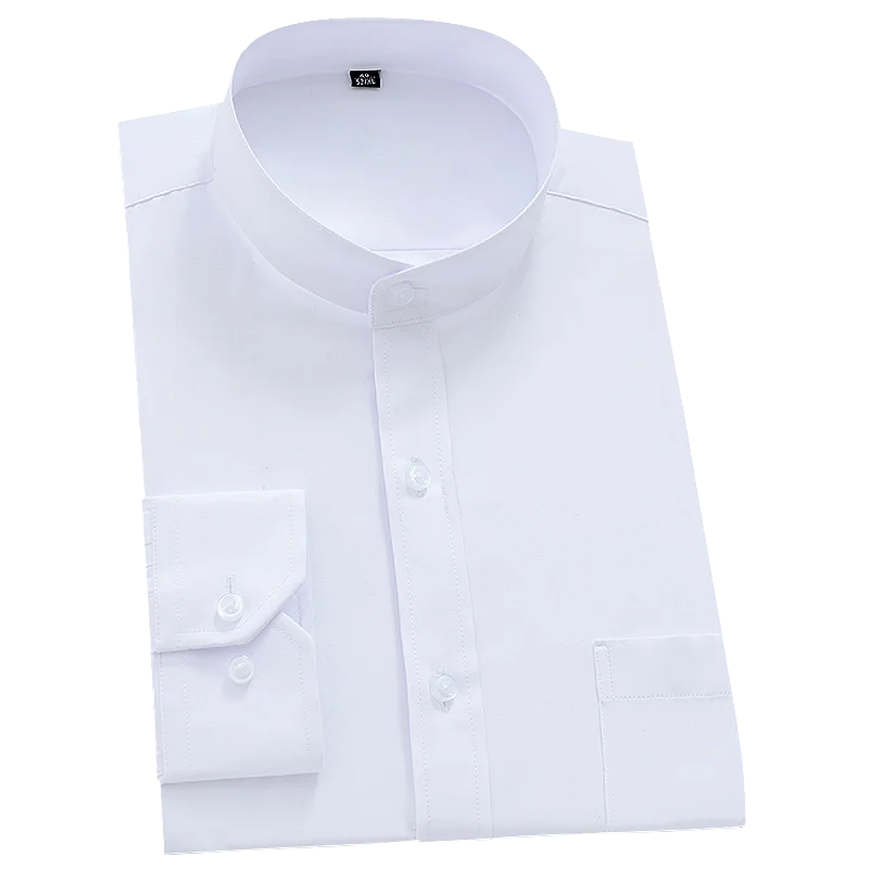 Men's Cotton Stand Collar Full Sleeve Single Breasted Formal Shirt