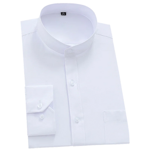 Men's Cotton Stand Collar Full Sleeve Single Breasted Formal Shirt