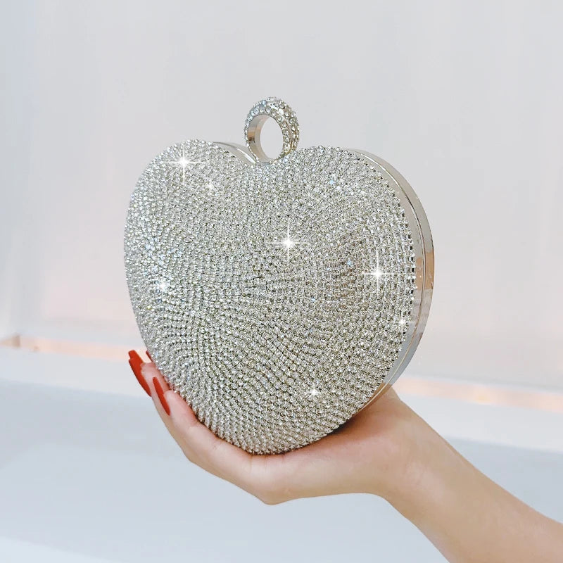 Women's PU Heart Shaped Sequined Pattern Classic Wedding Clutch