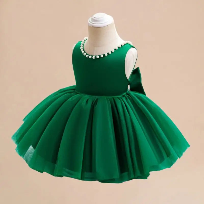 Kid's Girl Polyester O-Neck Sleeveless Beaded Princess Dress