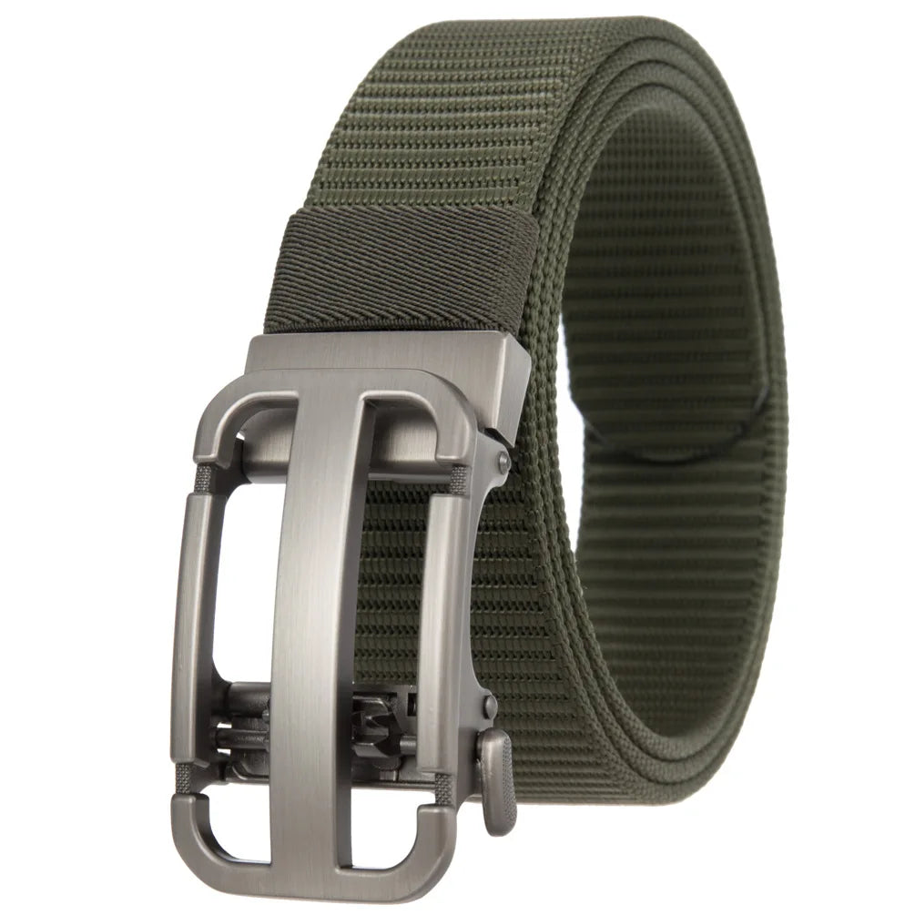 Men's Canvas Automatic Buckle Breathable Solid Pattern Belts