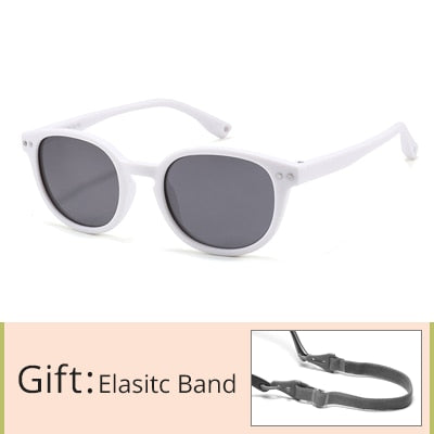 Kid's Acetate Frame Round Shape Unbreakable UV400 Sunglasses