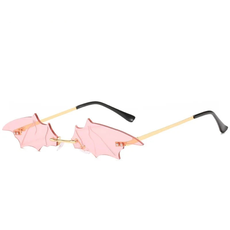 Women's Cat Eye Alloy Frame Acrylic Lens Rimless Sunglasses