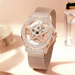 Women's Stainless Steel Hook Buckle Clasp Waterproof Quartz Watch