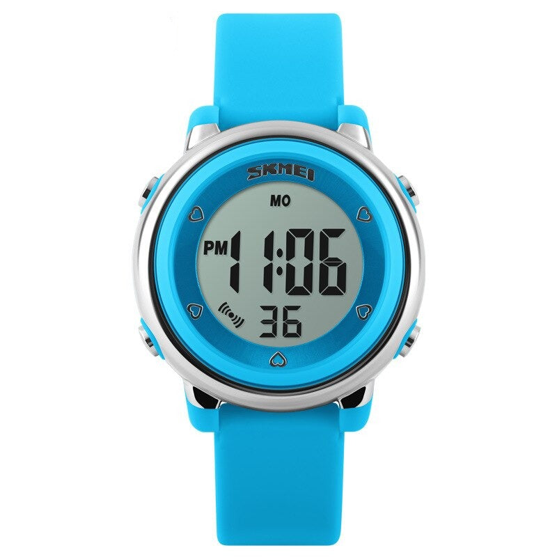 Kid's Alloy Case Buckle Clasp Digital Waterproof Round Watches