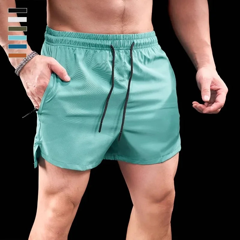 Men's Polyester Solid Pattern Breathable Fitness Sports Short