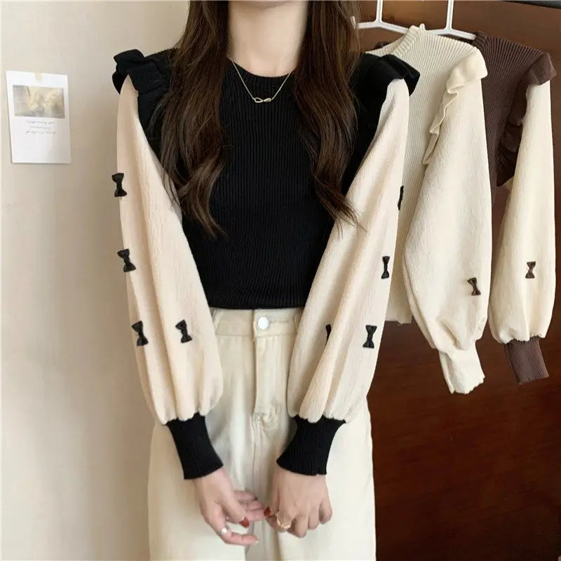 Women's Polyester O-Neck Long Sleeves Solid Pattern Sweater