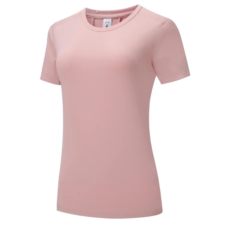 Women's Polyester O-Neck Short Sleeves Breathable Workout Top