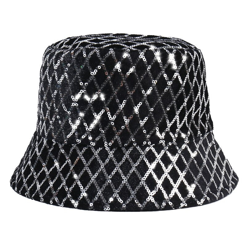 Women's Cotton Sequined Pattern Casual Hip Hop Bucket Hats