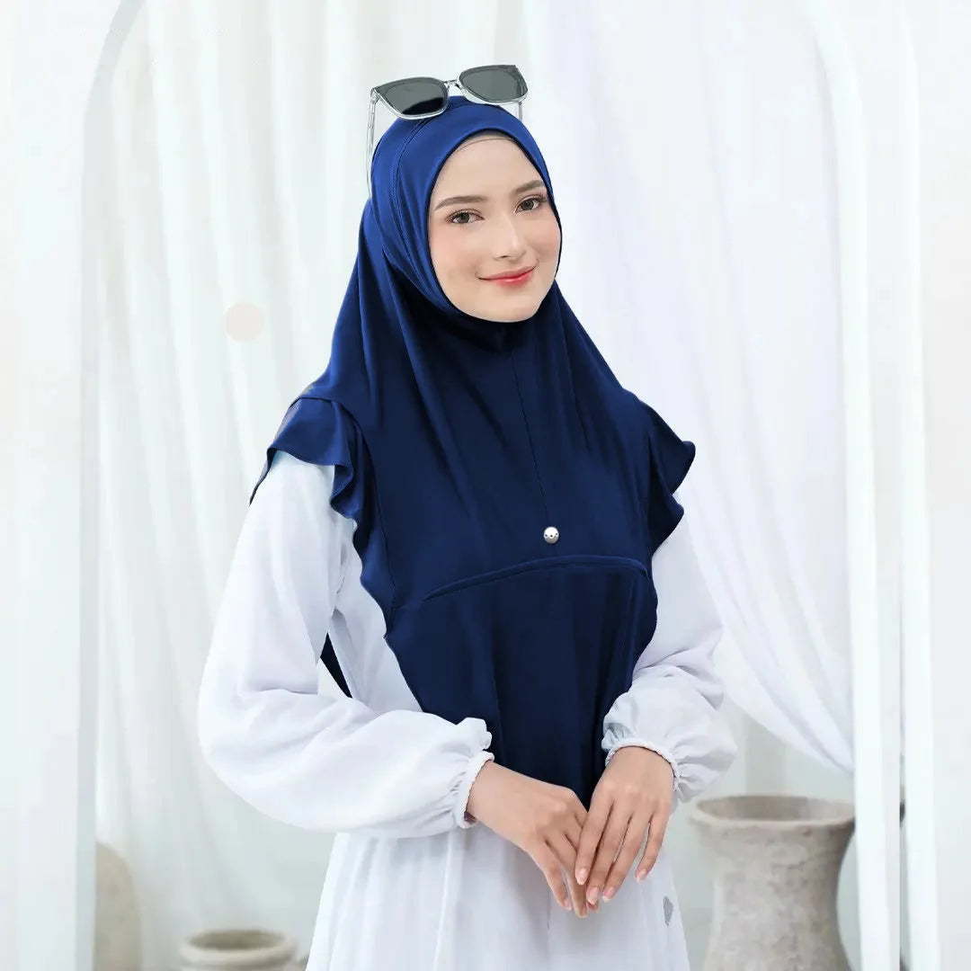 Women's Arabian Polyester Headwear Solid Pattern Casual Hijabs