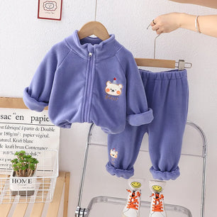 Baby's O-Neck Cotton Full Sleeve Pullover Closure Two-Piece Suit