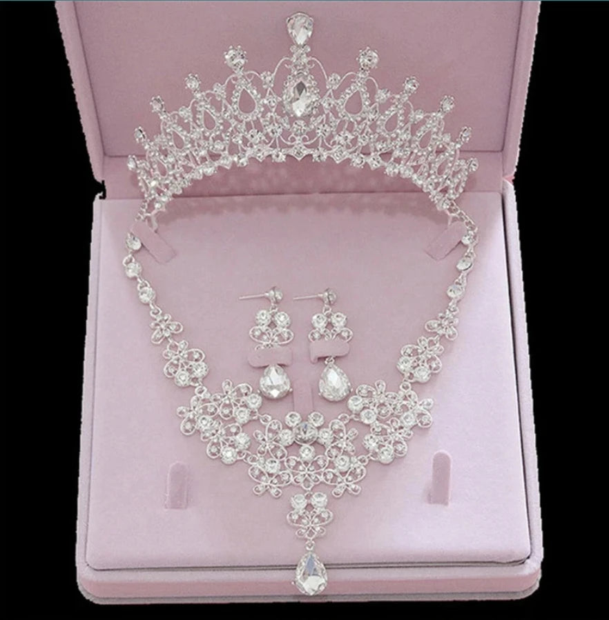 Women's Zinc Alloy Water Drop Bridal Wedding Crown Jewelry Sets