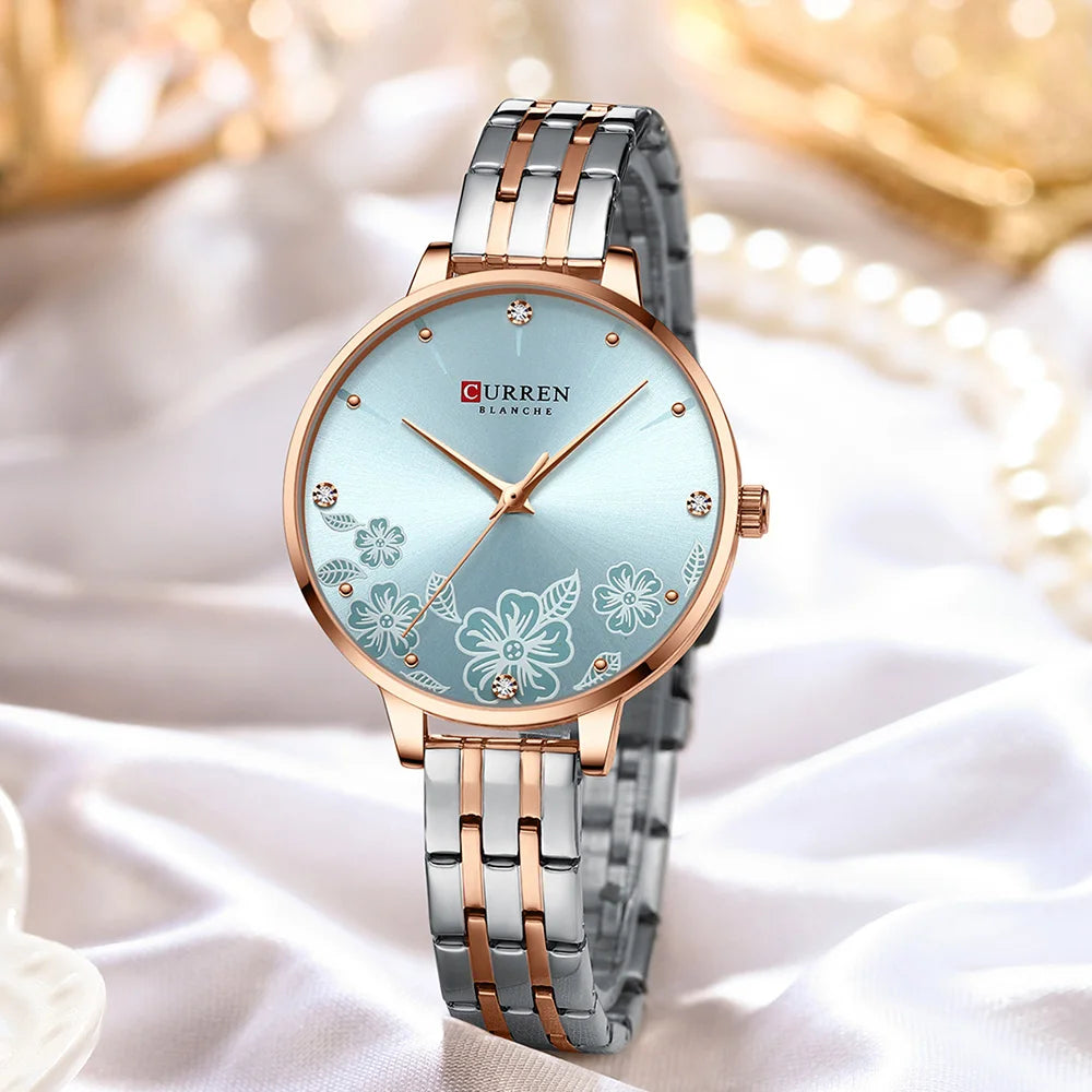 Women's Stainless Steel Round Shaped Waterproof Luxury Watch