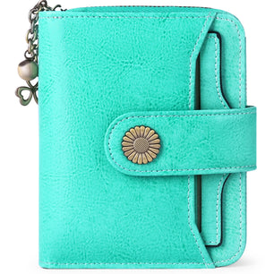 Women's Genuine Leather Zipper Hasp Closure Card Holder Wallet