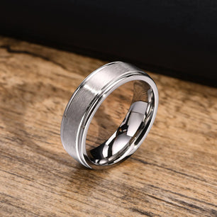 Men's Metal Stainless Steel Prong Setting Round Trendy Ring