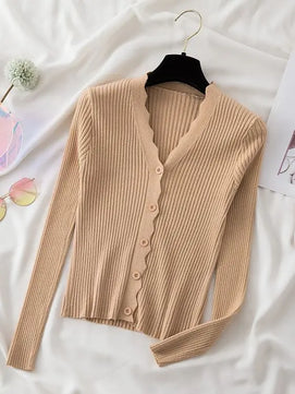 Women's Acrylic V-Neck Long Sleeves Knitted Casual Sweaters