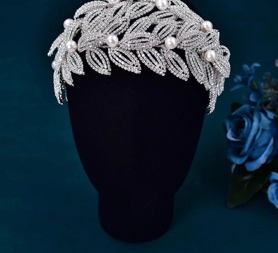 Women's Tibetan Silver Leaf Shaped Tiaras Bridal Wedding Crown