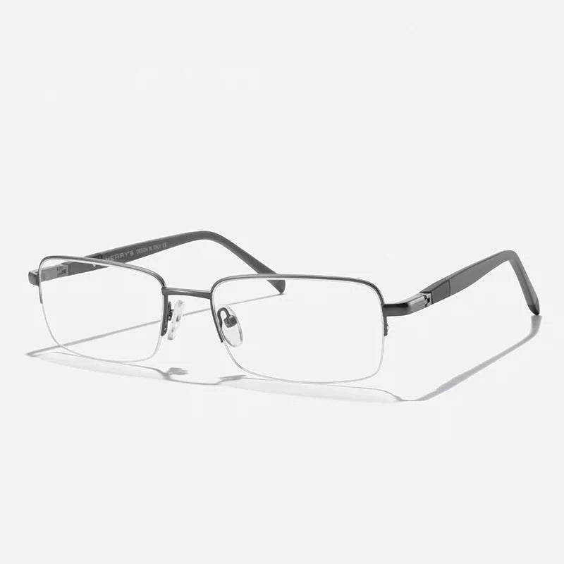 Men's Titanium Alloy Frame Half-Rim Square Shaped Trendy Glasses