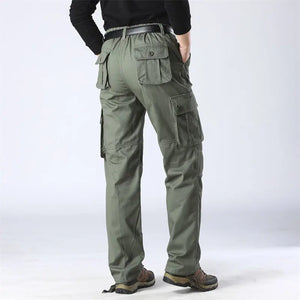 Men's Cotton Mid Waist Zipper Fly Closure Solid Pattern Trousers