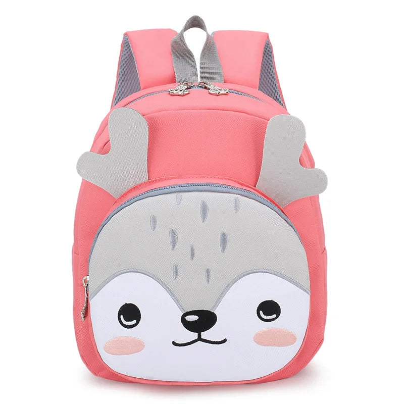 Kid's Nylon Zipper Closure Animal Pattern Trendy School Backpack