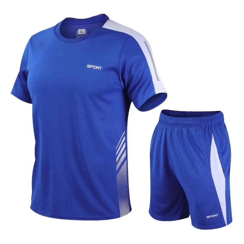 Men's Spandex O-Neck Short Sleeves Fitness Sports Jogging Set