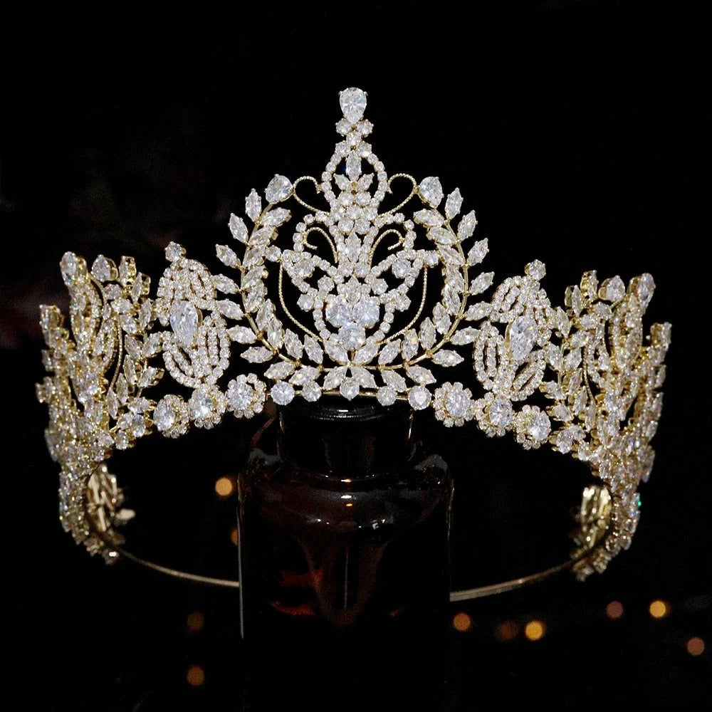 Women's Copper Plant Pattern Tiaras Elegant Bridal Wedding Crown