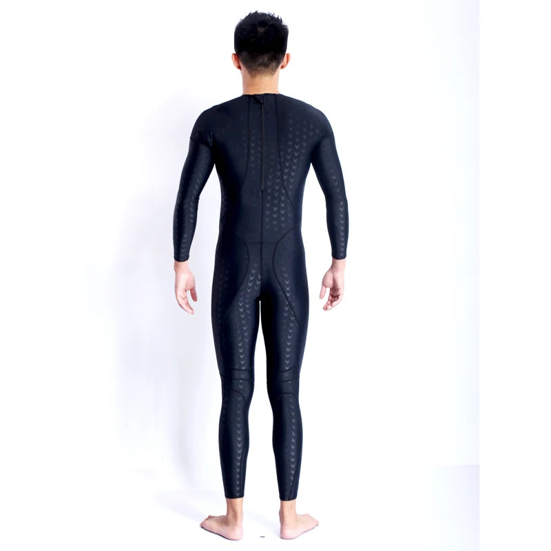 Men's Nylon O-Neck Long Sleeves Quick-Dry Swimwear One Piece