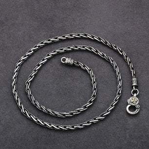 Men's 925 Sterling Silver Link Chain Geometric Pattern Necklace